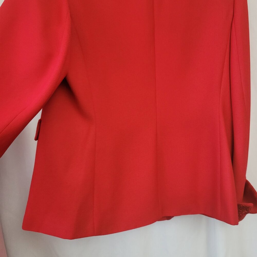 John Meyer Norwich 2 pc red suit blazer skirt 16 beaded retro chic career regal - Picture 4 of 14